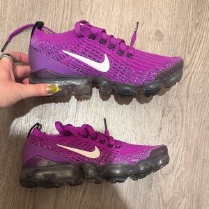 Nike VaporMax Flyknit Sneakers - Purple with White Swoosh